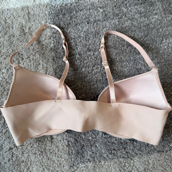 Rene Rofe 2 Demi Slight Push Up Bras 36B Front Close Lace Racerback Nude Black - Picture 3 of 9